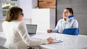 Injured Woman Consult About Accident Lawsuit