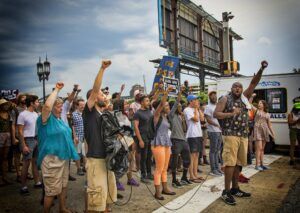 people marching in protest